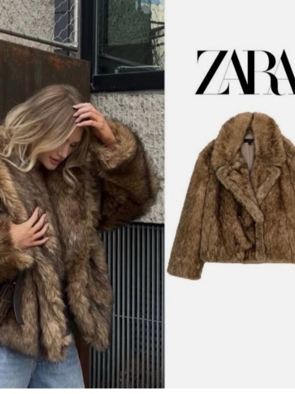 NWT ZARA SHORT FAUX FUR COAT 8073 XS